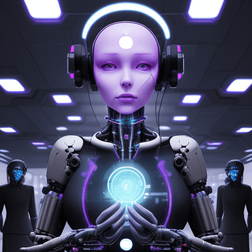 AI generated: create image of woman, In a near utopian society, people's brains are implanted with cybernetic devi...