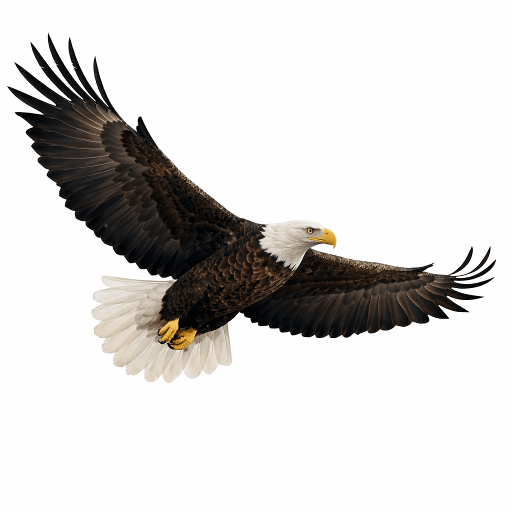 AI generated: an eagle flying over white background


