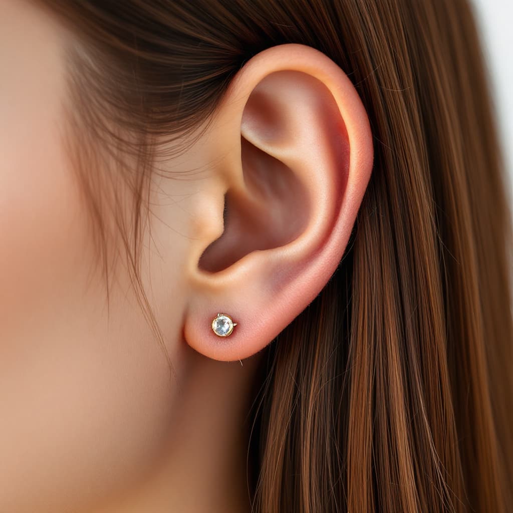 AI generated: A high-resolution close-up of a realistic right human ear, without jewelry or piercings, clean and s...