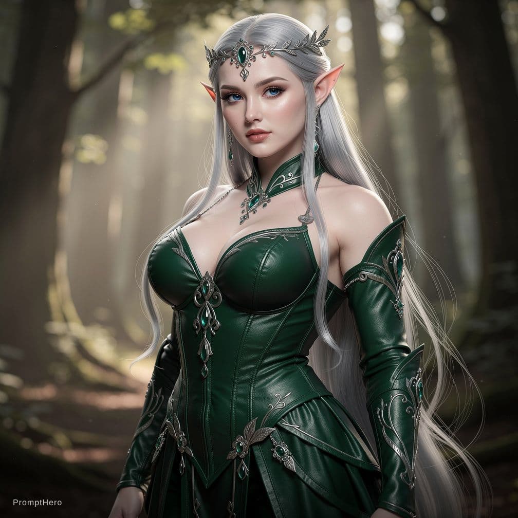 AI generated: Busty photorealistic naked female elf