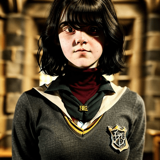 AI generated: hogwarts legacy, poppy sweeting, 18 years old, 4 feet tall, beautiful face, collar-bone, perfect bod...