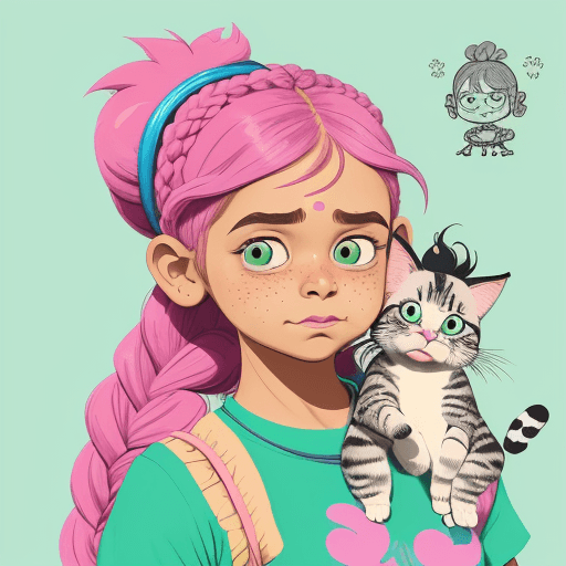 AI generated: An Doodle style illustration of a quirky cartoon girl 5 year old  like chutki from chhota bheem anim...