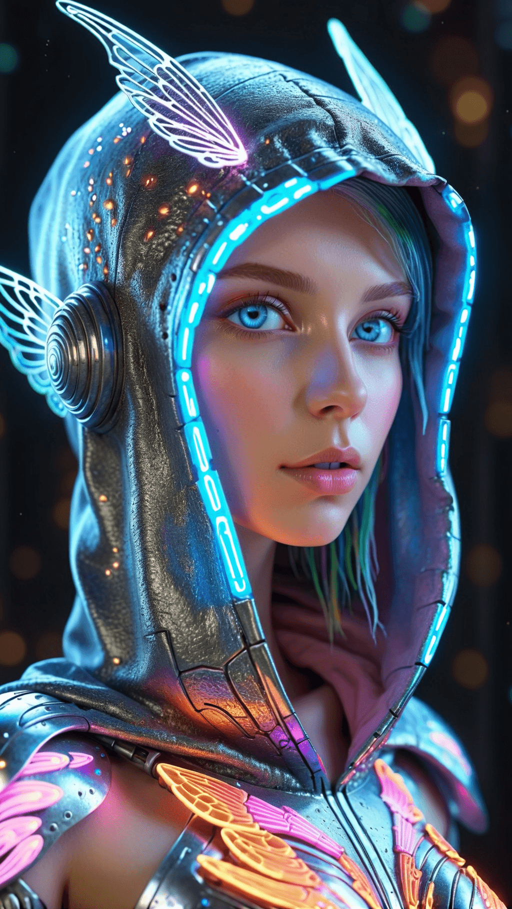AI generated: Full body, Small highly detailed incorporeal fairy made of silvery light, Bokeh pollen specs multico...
