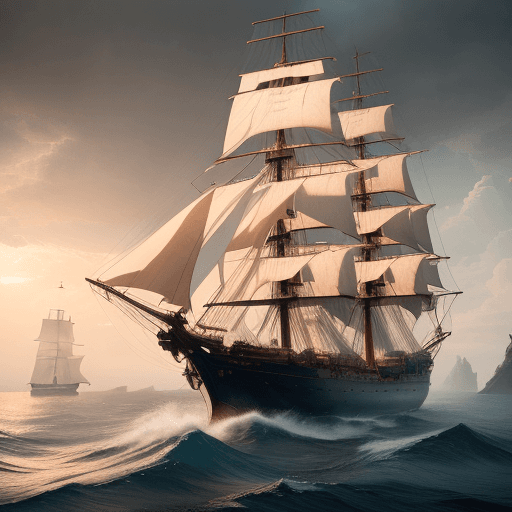 AI generated: Photo of a ultra realistic sailing ship, dramatic light, pale sunrise, cinematic lighting, battered,...