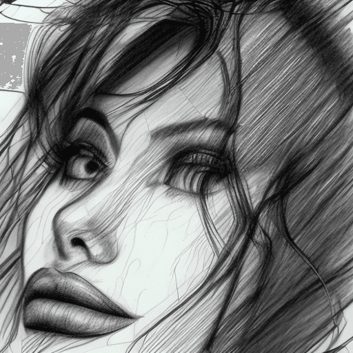 AI generated: face drawing entrelas pencil scribbling abstraction lineart