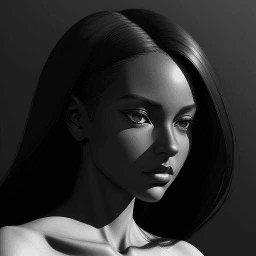 AI generated: a black and white photo of a woman with shadow., in the style of minimalist beauty, light bronze and...