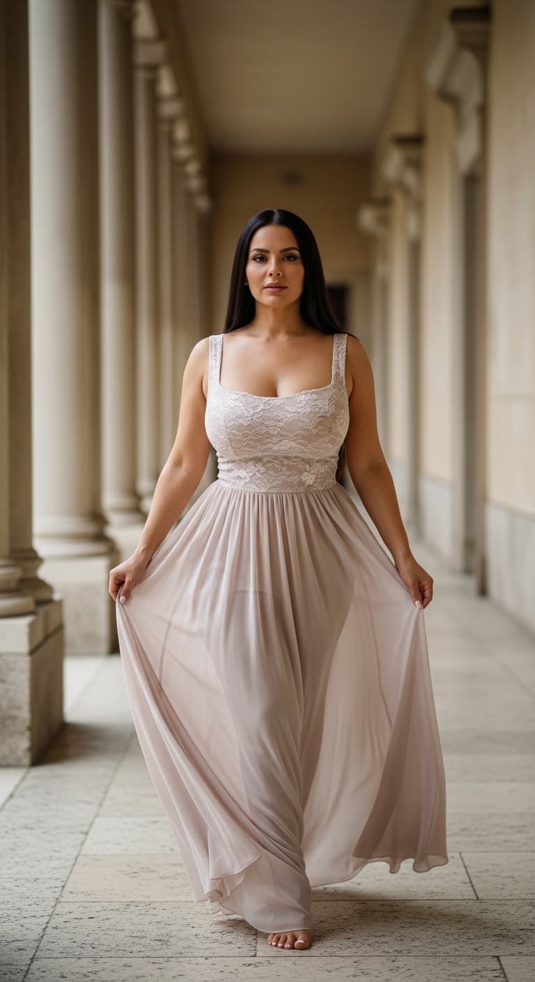 AI generated: A Honduras 5ft woman 40 year old short woman, light skin, with large natural breasts, cup size DDDD,...
