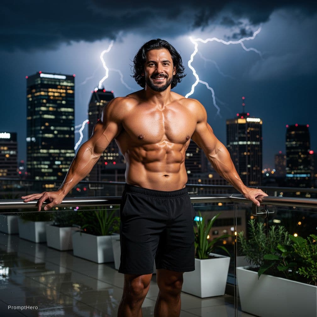 AI generated: Make a men 4/8k like real Person , with black a a little curly Hair and  beard,40 years old, made hi...