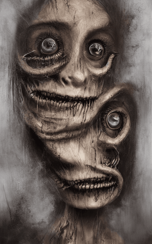 AI generated: a detailed uhd portrait of a muted blonde laser thrashed oil painting in the style of tim burton enh...