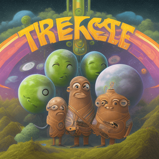 AI generated: A cover music album. Three musicians. First one wear a mustache. He has big eyes. The second musicia...
