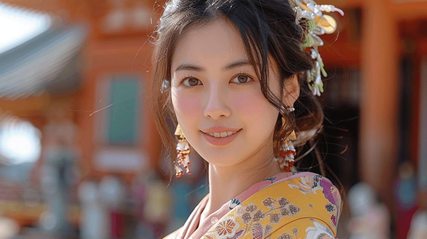 AI generated: Hyper-realistic portrait of Japanese Instagram influencer::5 Traditional yukata meets modern fashion...