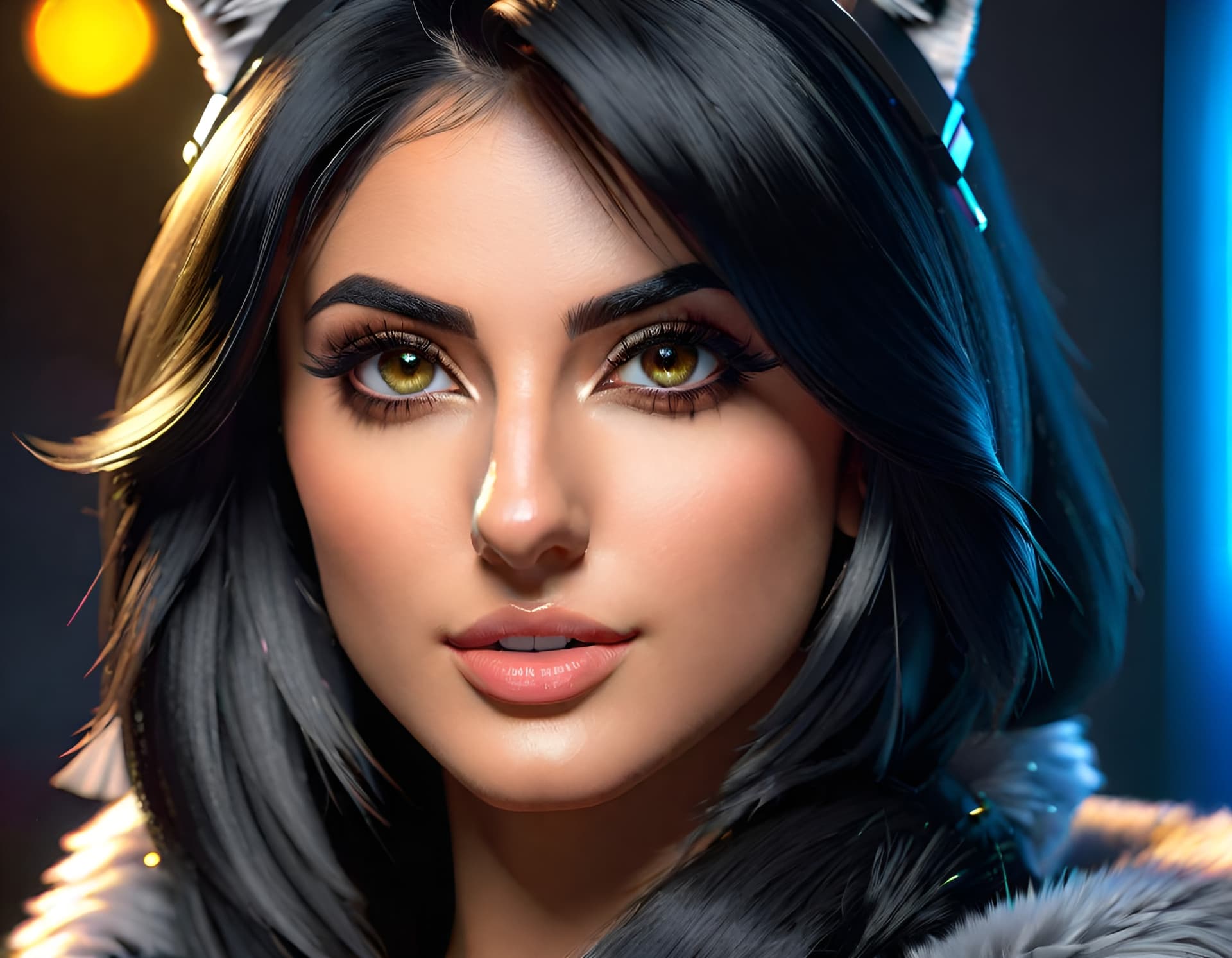 AI generated: "SSSNIPERWOLF VTUBER, portrait, playful, beautiful face, vivid colrs, elegant, concept art, sharp fo...