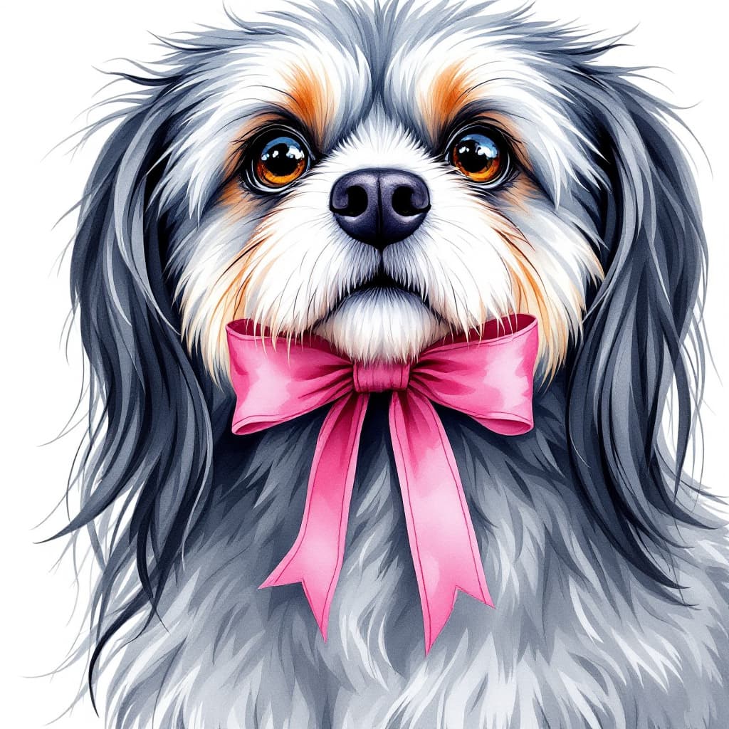 AI generated: cute watercolor pink ribbon  illustration,   , exaggerated features --are 1:2 --stylize 750 white 
b...
