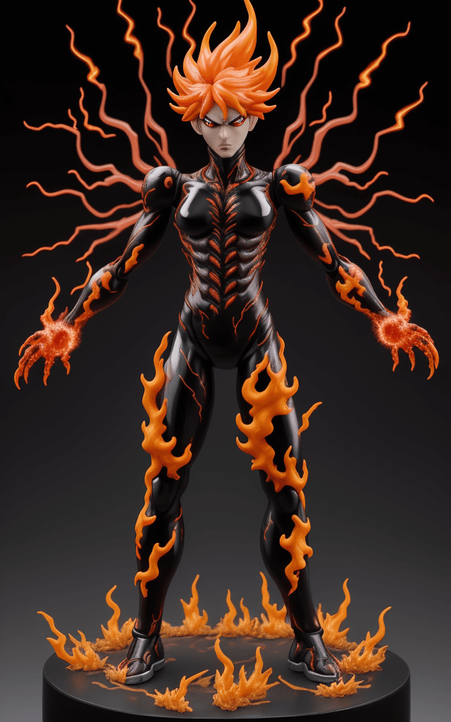 AI generated: full-body Firestorm Figurine:, close-full-body, breathtaking, 8k16k anime style, vector, slick bold ...