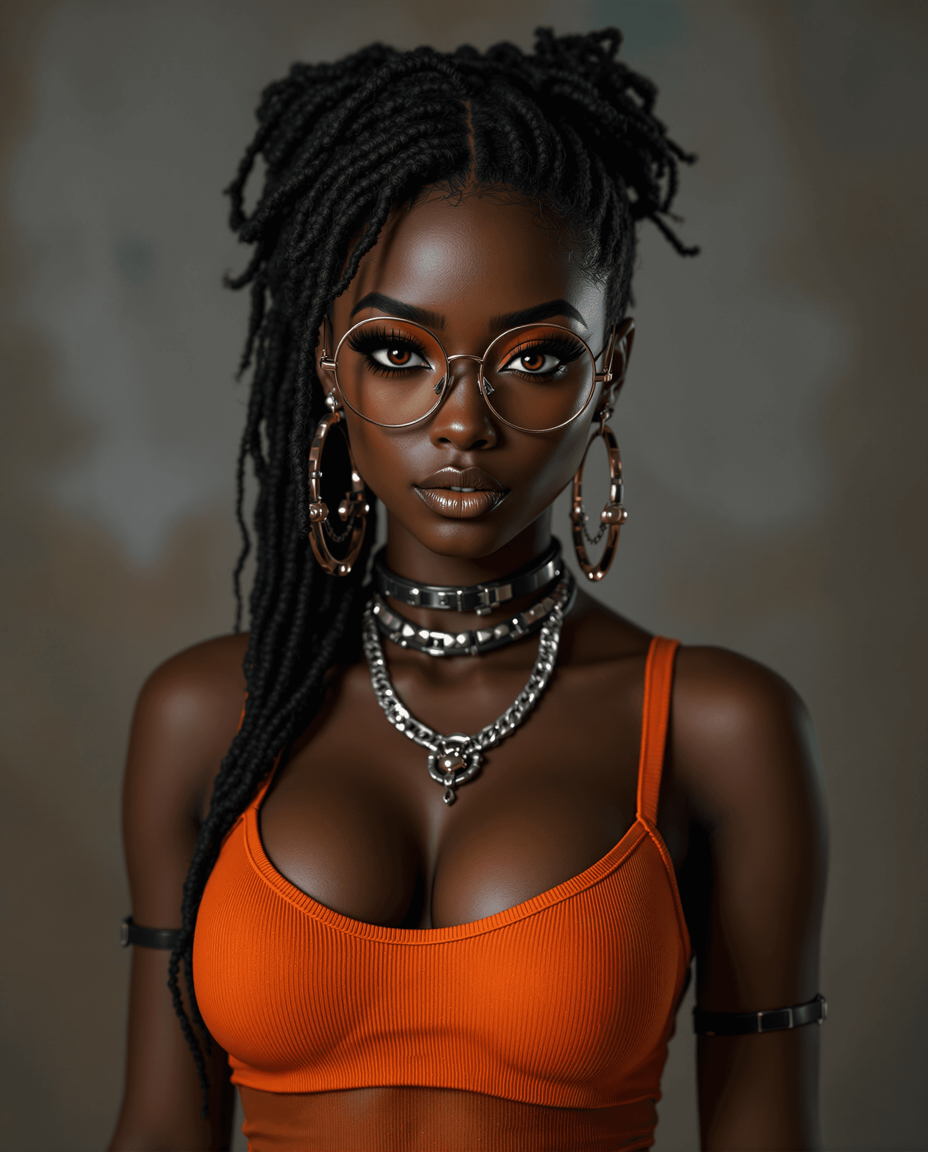 AI generated: Photo of a ultra realistic of an African looking 
 velma from scooby-doo, very sultry look, so hot g...