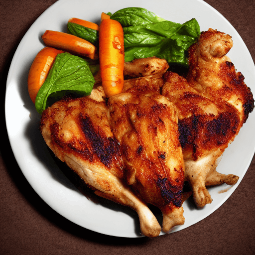 AI generated: yummy chicken grilled, food photograph, food styling, long shot, lens 85 mm, f 11, studio photograph...