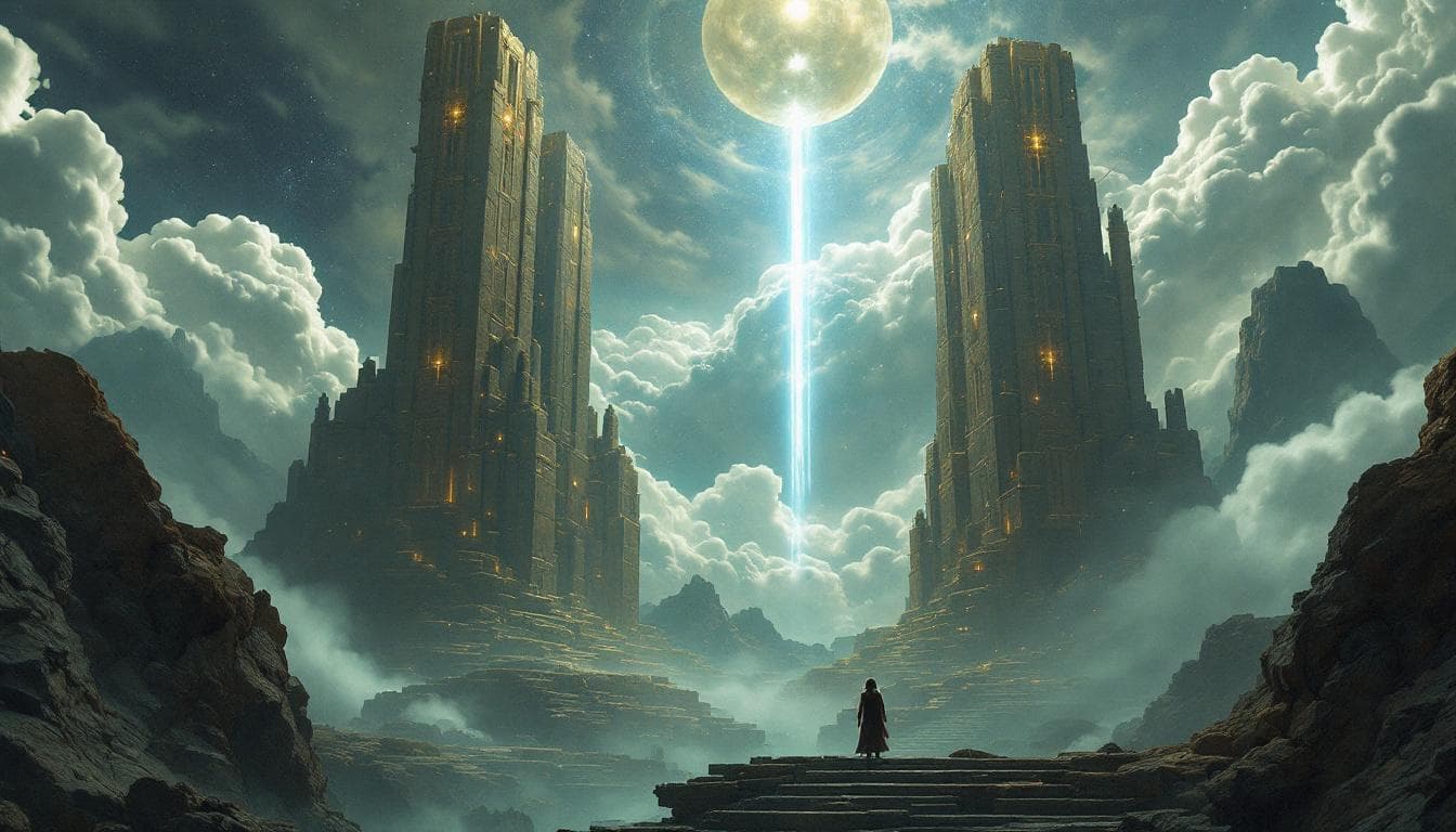 AI generated: Give a visual image of this... The Codex and the VisionEx stand as twin pillars (ancient and future)...