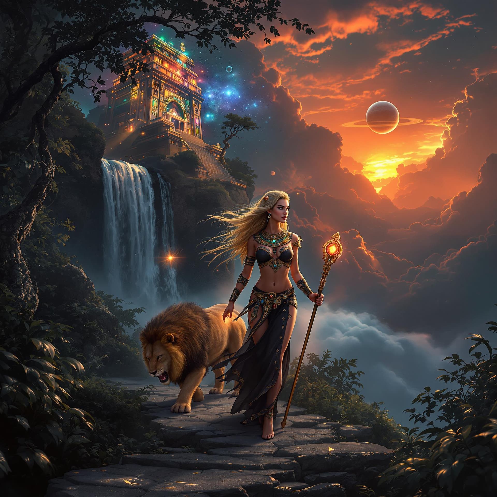 AI generated: Hyper realistic, photo realism, zoomed out full body HD Photo of beautiful, Amazon warrior queen wal...