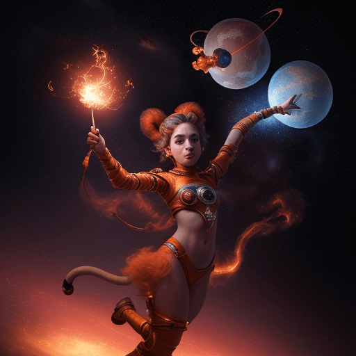 AI generated: high resolution cinematic portrait of a young beautiful cute anthropomorphic female space monkey fir...