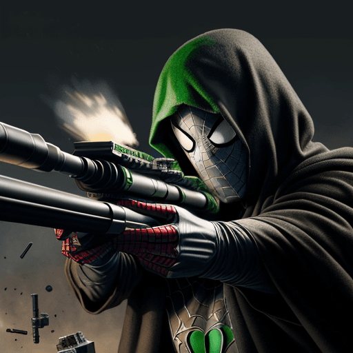 AI generated: Hyper realistic Doctor doom Shoot Spider Man With A AWM gun