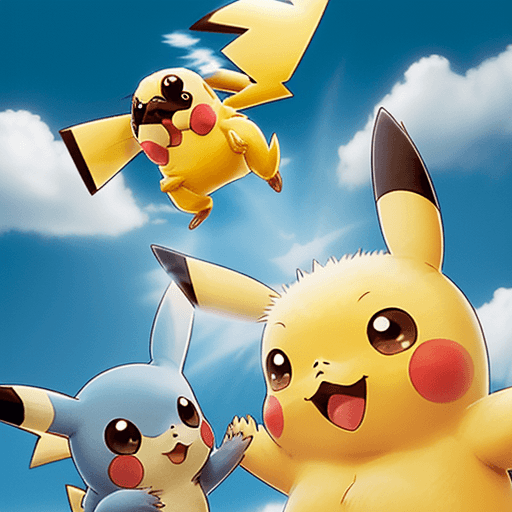 AI generated: an image of pikachu and piplup giving high five
