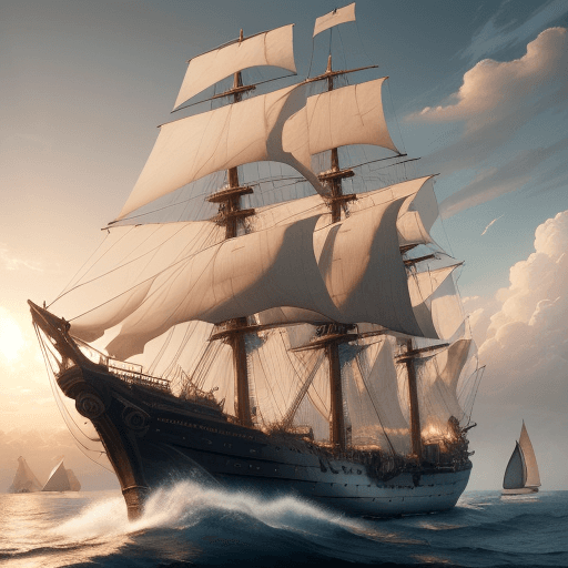 AI generated: Photo of a ultra realistic sailing ship, dramatic light, pale sunrise, cinematic lighting, battered,...