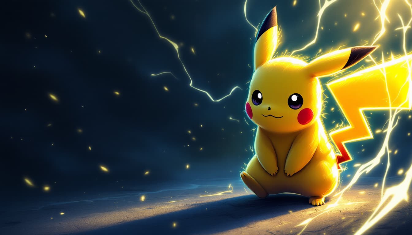AI generated: pokemon wallpaper, Pikachu, hd background, in the style of chiaroscuro technique, suehiro maruo, ene...