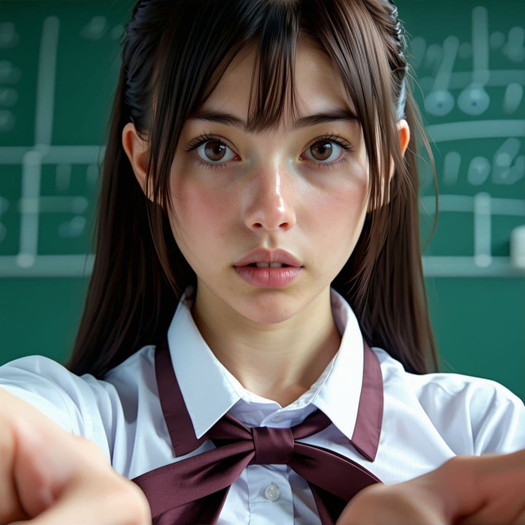AI generated: School girl  large breasts exposed close-up 1 huge penis
 hands on penis 
Deepthroat focused cinemat...