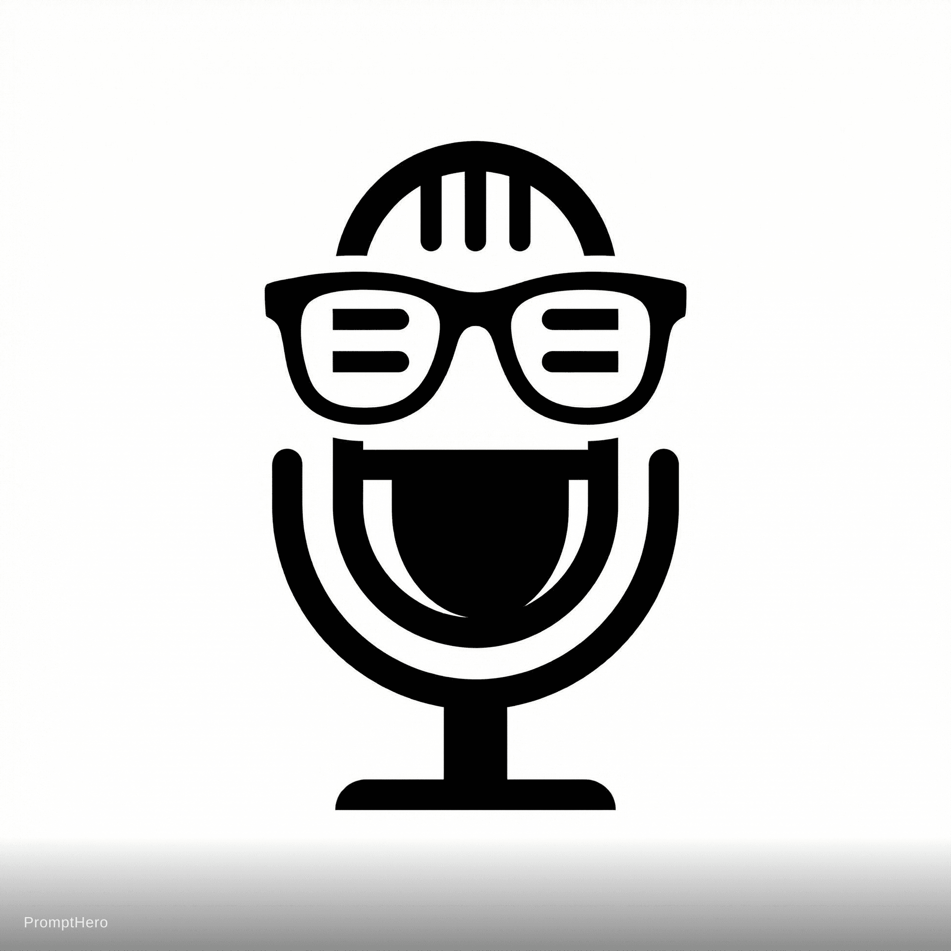AI generated: Microphone with black glasses