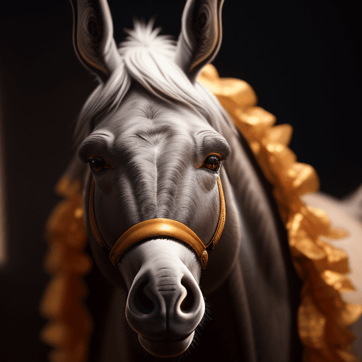 AI generated: Insanely detailed studio portrait shot photo of intricately detailed beautiful donkey as angel , smi...