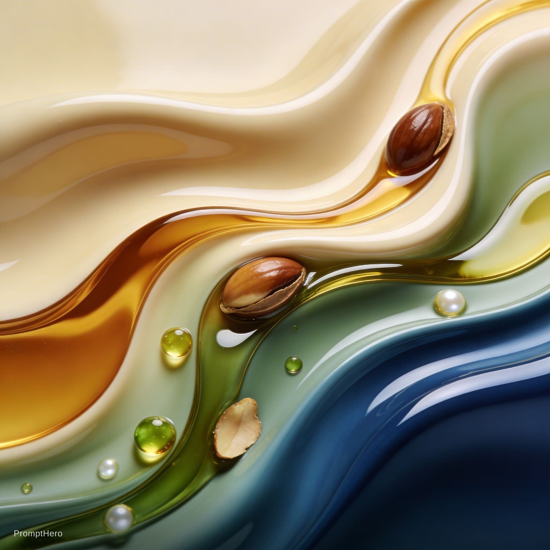 AI generated: A high-end abstract fluid composition with smooth, continuous flowing liquid waves and elegant marbl...