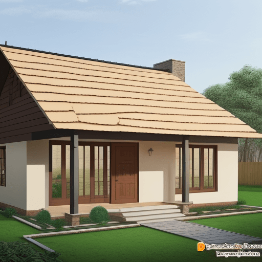 AI generated: Floor plan and elevation drawings: Affordable 60 sq meter rural cottage. Brick & thatch construction...