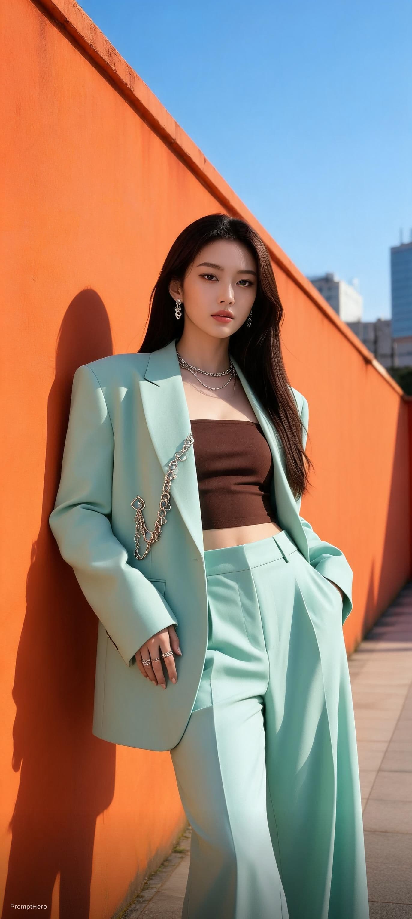 AI generated: Using the provided reference image, create an ultra-realistic Korean street-fashion editorial portra...