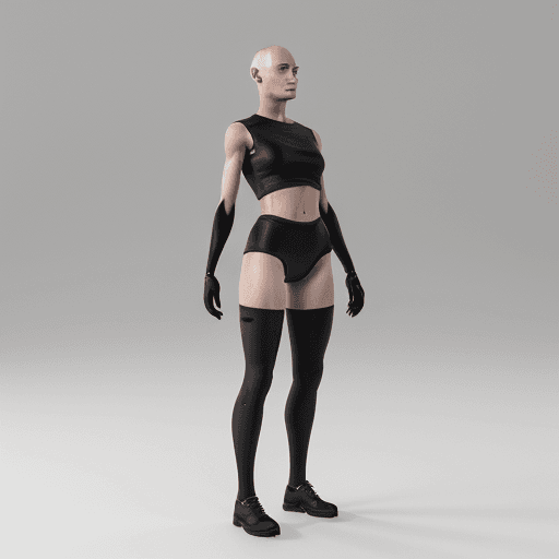 AI generated: a human with white background,  no background, bald hair, black tights, full body, hyper realism, hi...