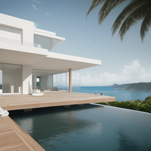 AI generated: A stunning hyper-realistic image as if constructed of the exterior of a modern house with white faca...