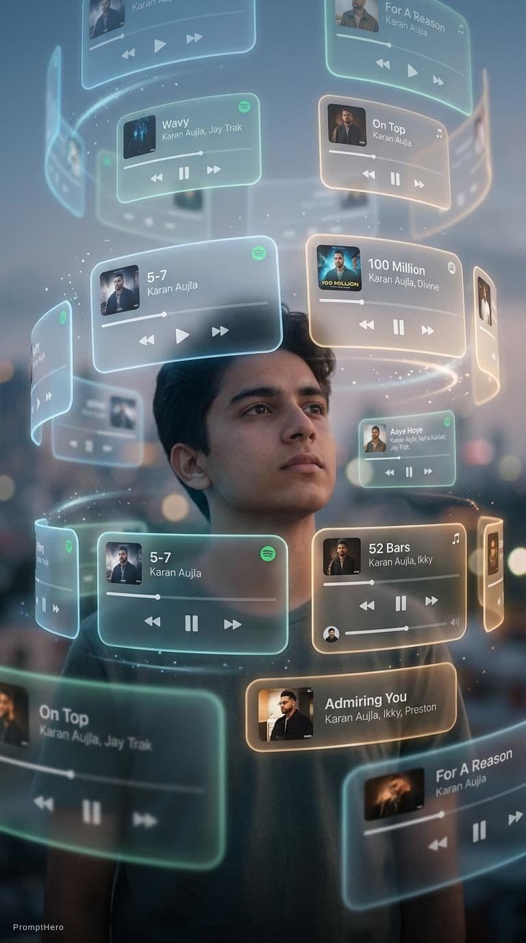 AI generated: A cinematic, dreamlike AR visual featuring a central 151 photorealistic person surrounded by floatin...