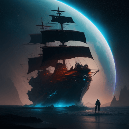 AI generated: best quality, cinematic, futuristic, a space pirate hunting for treasure, travelling through cosmos,...