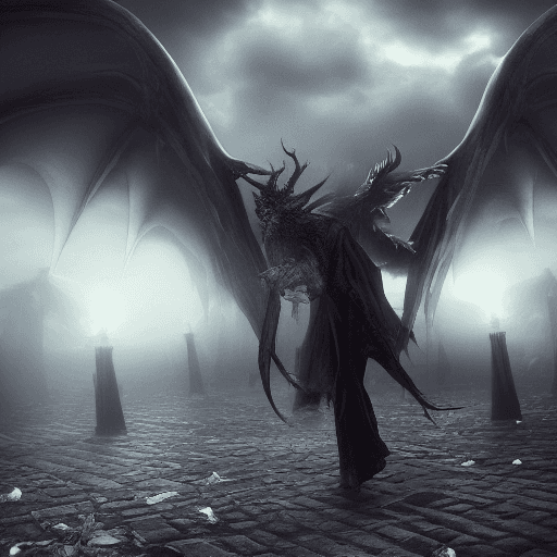 AI generated: Male necromancer, dark fantasy, high fantasy, Fibonacci dragon wings, dark stormy sky, hyper realism...