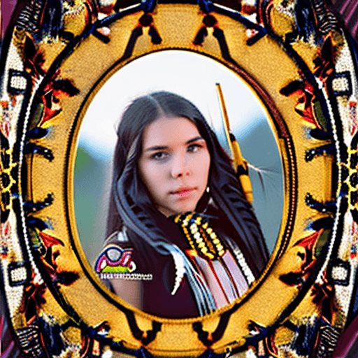 AI generated: mdjrny-v4 style portrait photograph of Madison Beer as Pocahontas, young beautiful native american w...