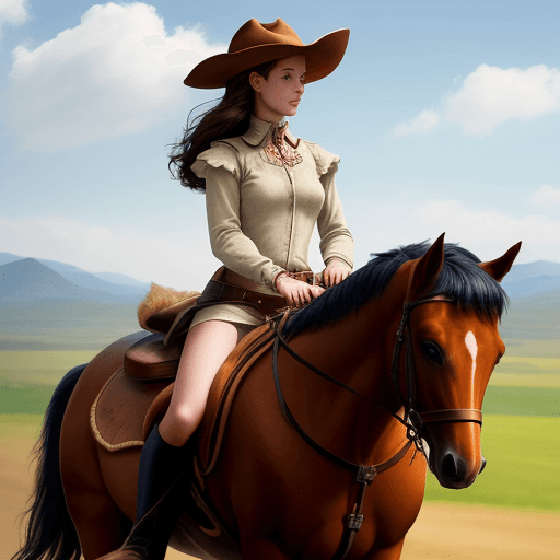 AI generated: a girl on horseback
