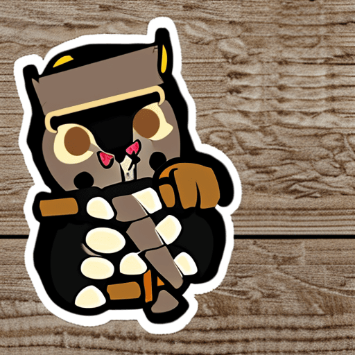 AI generated: cat with gun and john rambo headband, cute, sticker