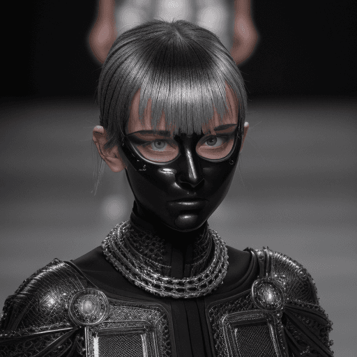 AI generated: paris fashion week in 2019, in the style of made of liquid metal, interlacing artifacts, schizocore,...