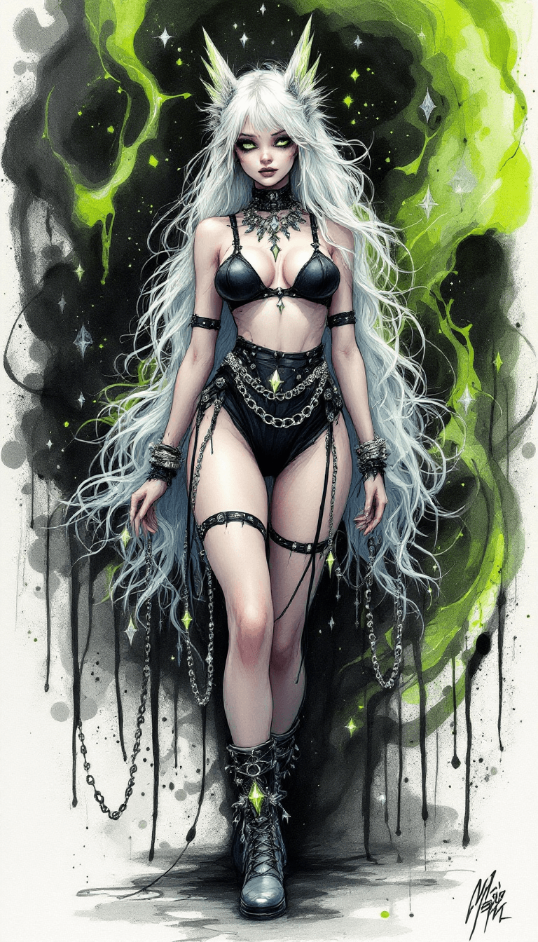 AI generated: A whimsical and surrealistic ink artwork that merges ultra-realism with punk-inspired ethereal eleme...