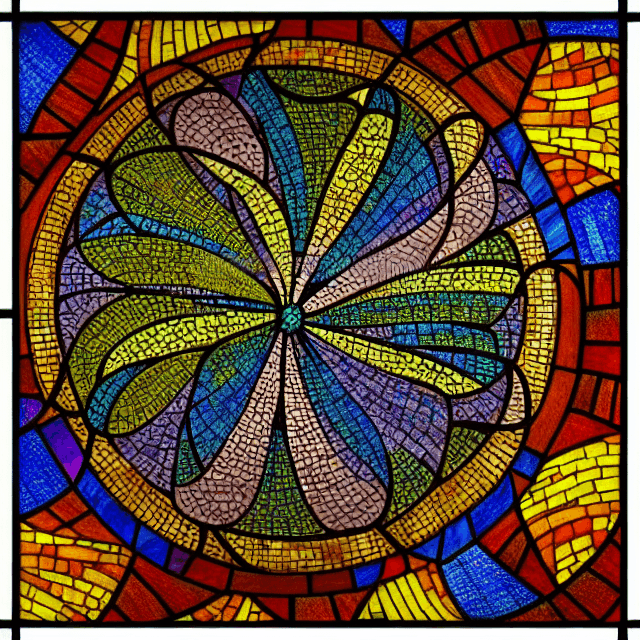 AI generated: stained glass art of a god, mosaic stained glass art, stained glass illustration, close up, portrait...