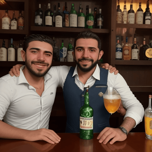 AI generated: Simón llega a un bar con sus amigos para celebrar su cumpleaños. Pide una botella de Machaquito, su ...