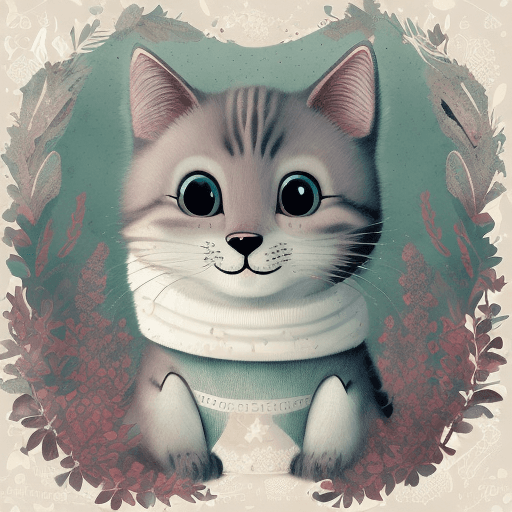 AI generated: A cute [ cat ] clipart, organic forms, in the style of Jon Klassen, desaturated light and airy paste...