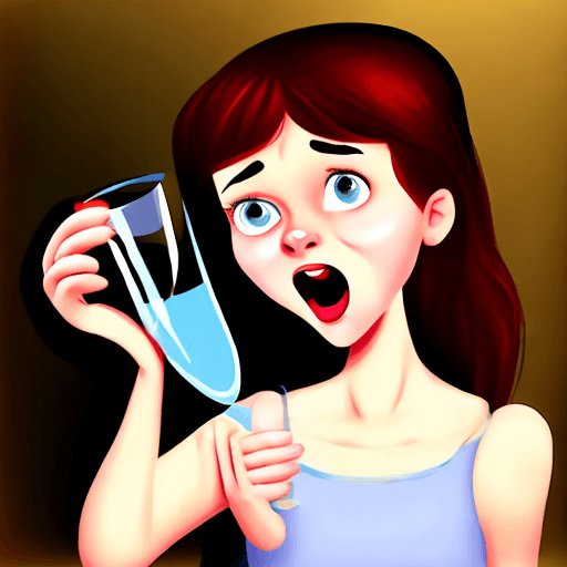 AI generated: surprised girl - empty glass.
style: cartoon