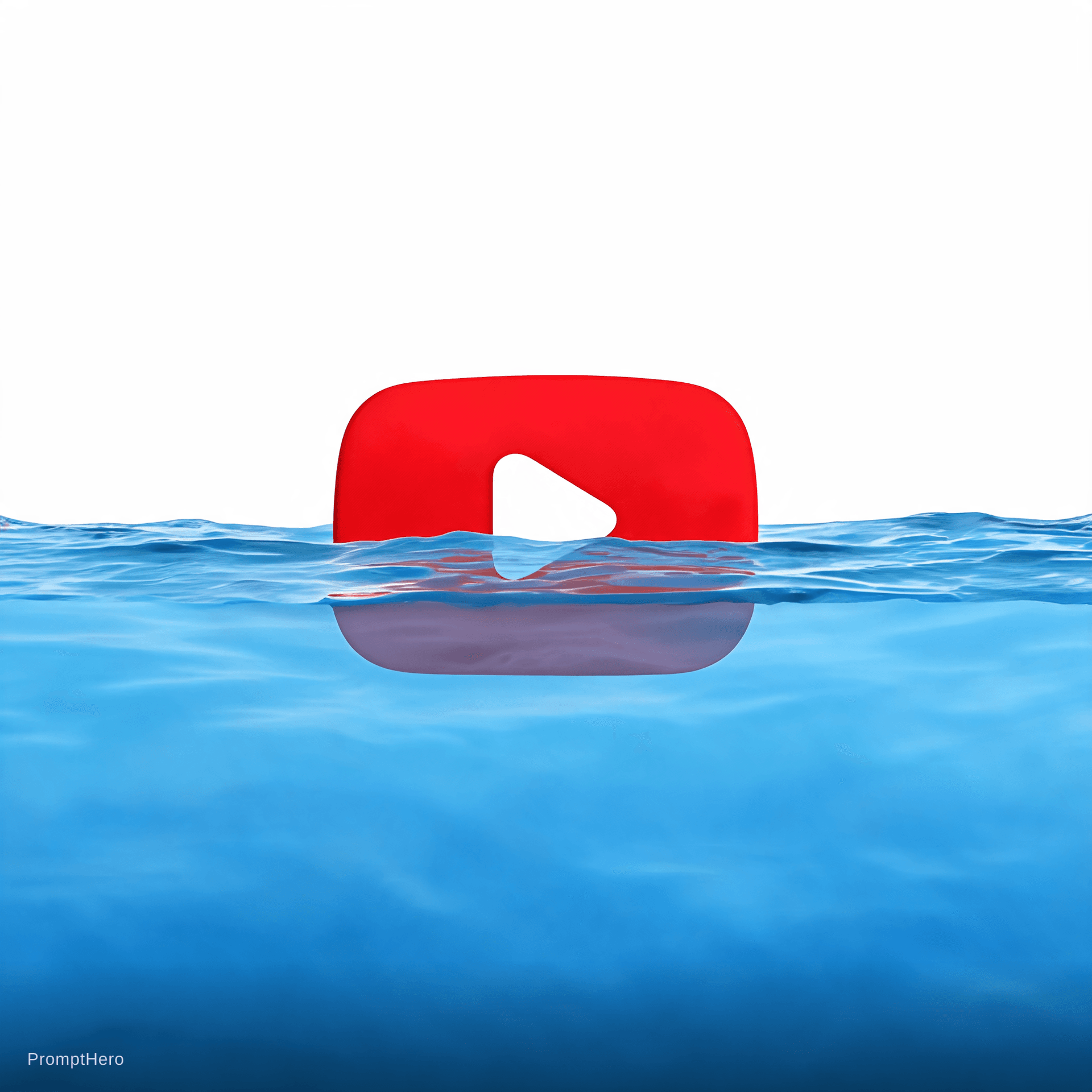 AI generated: you tube logo up to middle of the ocean and the realistic