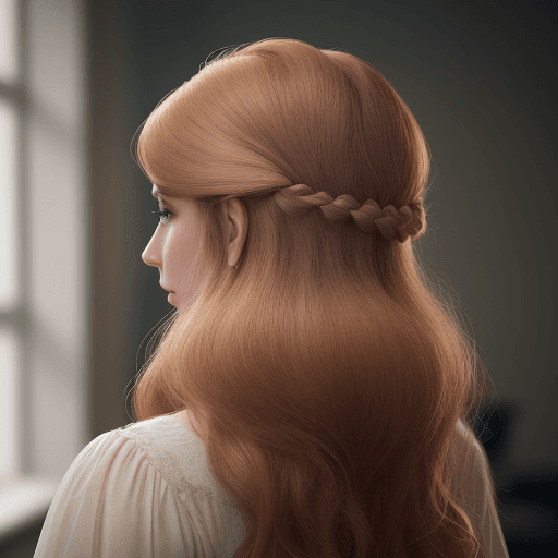 AI generated: Portrait of a beautiful lady, with natural color hair, view from back, film grain, high quality, stu...