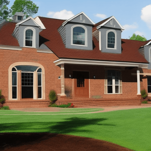 AI generated: Big Brick Home Renovation company logo, making unlivable houses livable, warm and verdant look and f...